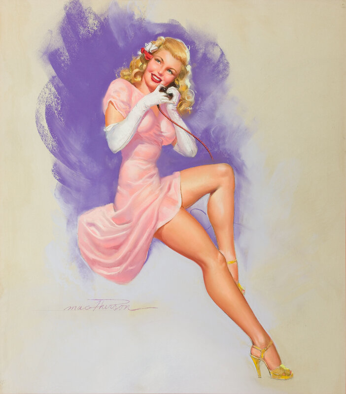 Pin-up woman on phone
