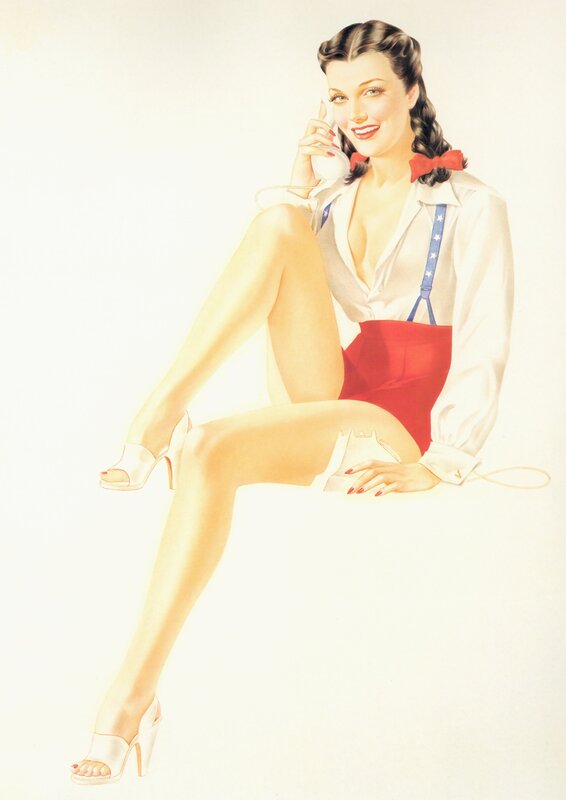Pin-up woman on phone