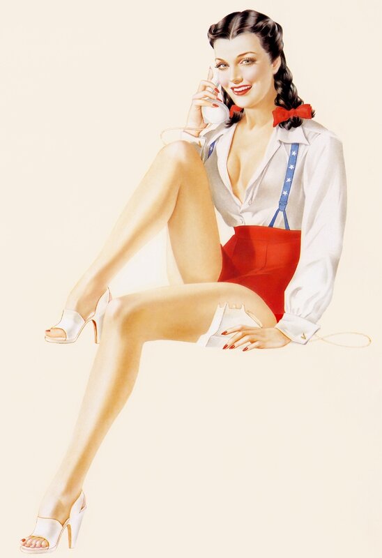 Pin-up woman on phone