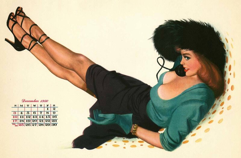 Pin-up woman on phone