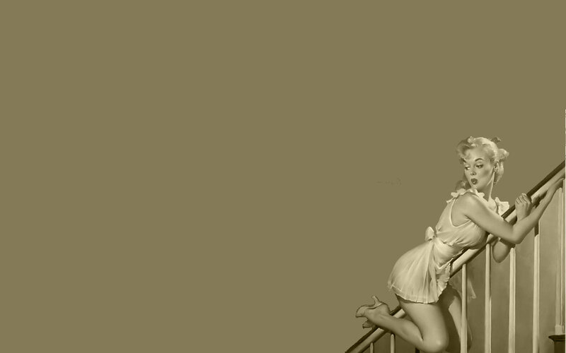 pin-up woman on stairs
