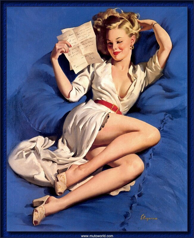 Pin-up woman reading letter