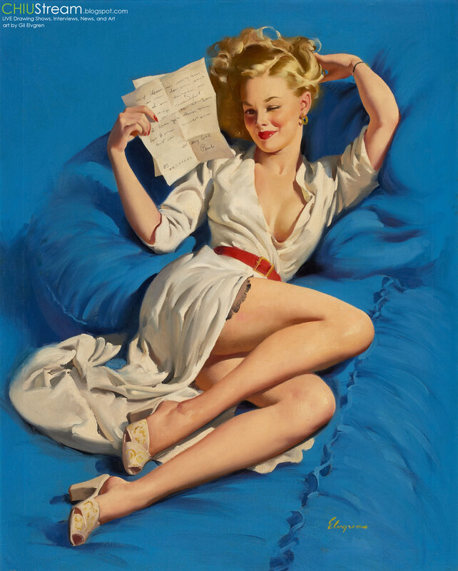 Pin-up woman reading letter