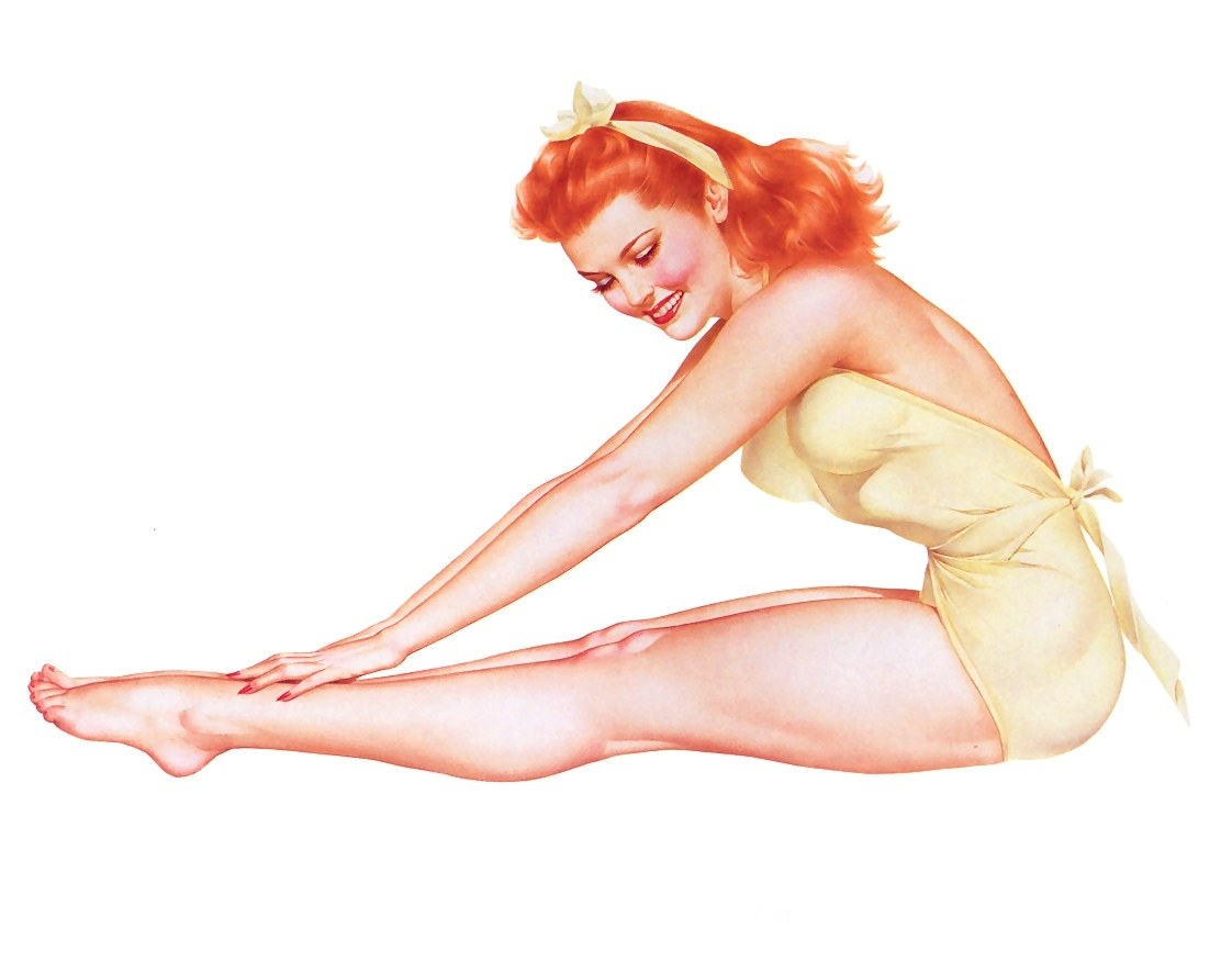 Pin-up woman stretching