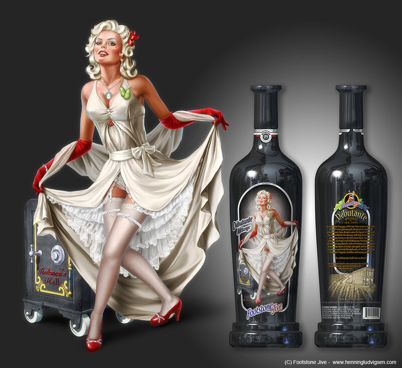 Pin-up Woman with Bottles