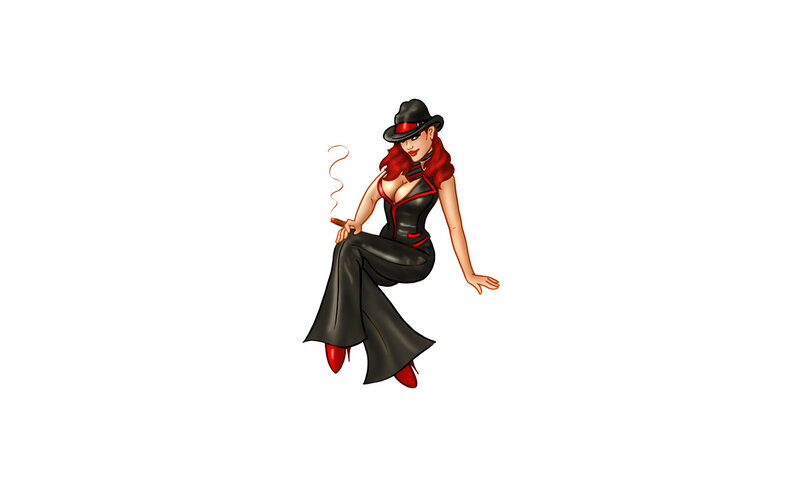 pin-up woman with cigar