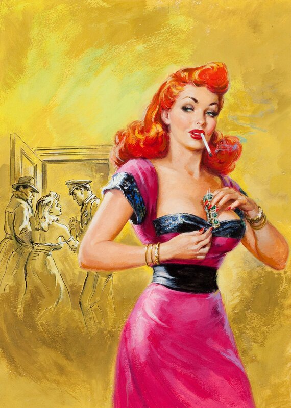 Pin-up woman with cigarette