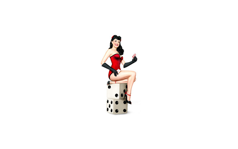 pin-up woman with dice