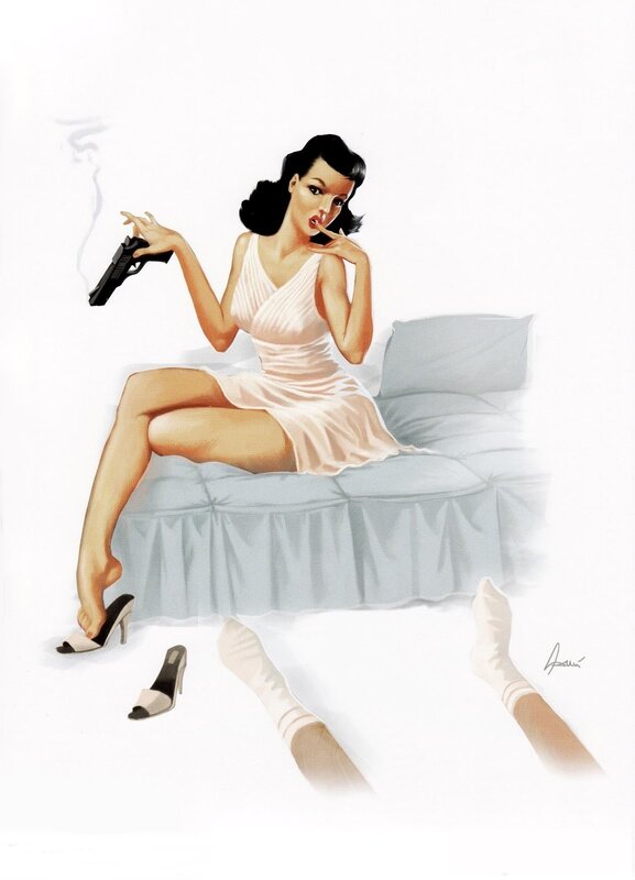 Pin-up woman with gun
