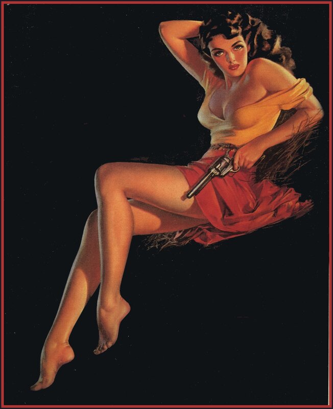 Pin-up woman with gun
