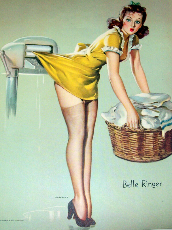 Pin-up woman with laundry basket