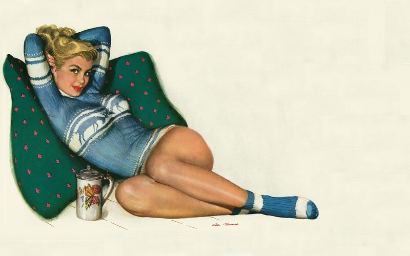 Pin-up woman with mug