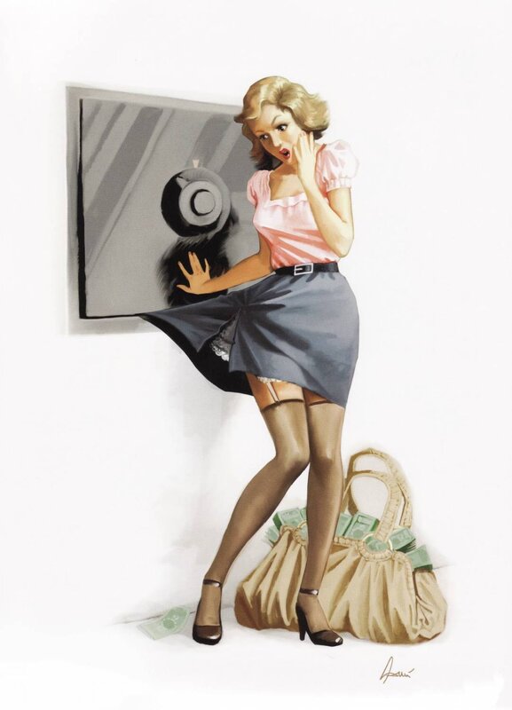 Pin-up woman with purse