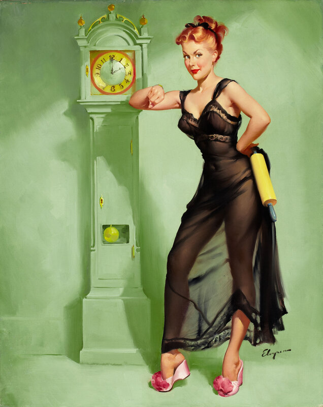 Pin-up woman with rolling pin