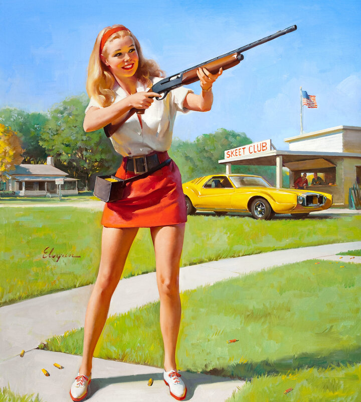 Pin-up woman with shotgun