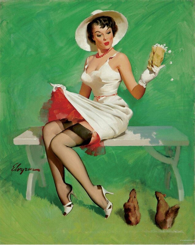 Pin-up woman with squirrels