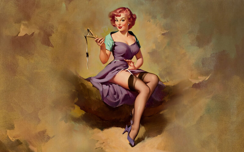 Pin-up woman with whip