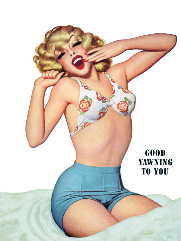 Pin-up woman yawning
