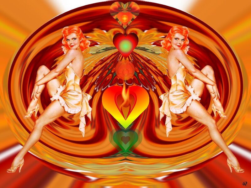 Pin-up Women in Hearts