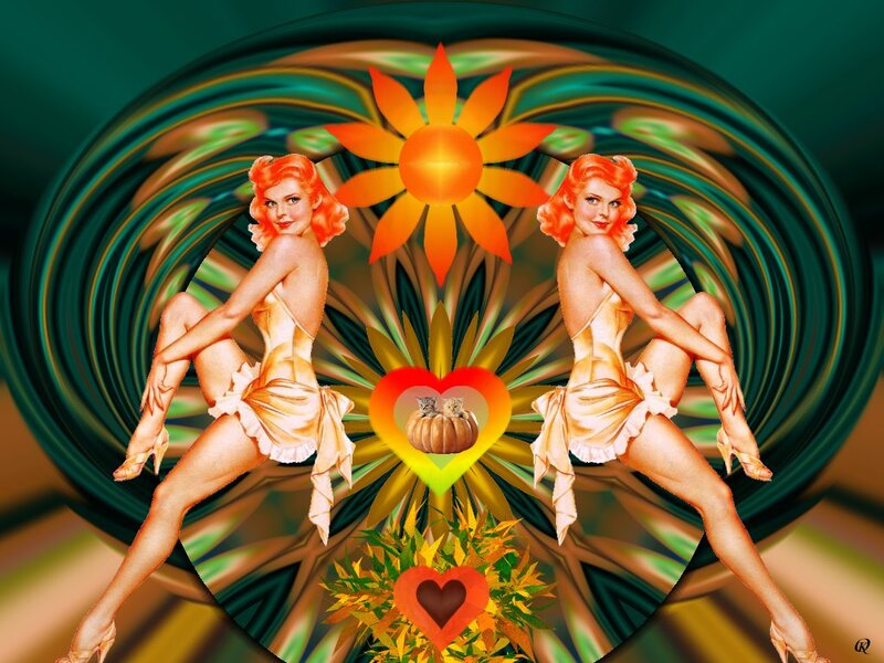 Pin-up Women with Pumpkins