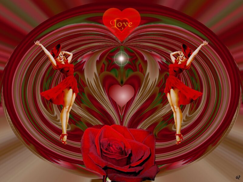 Pin-up Women with Rose