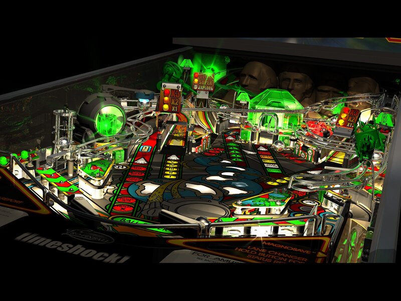 Pinball Machine Playfield — Green, Dark, Night