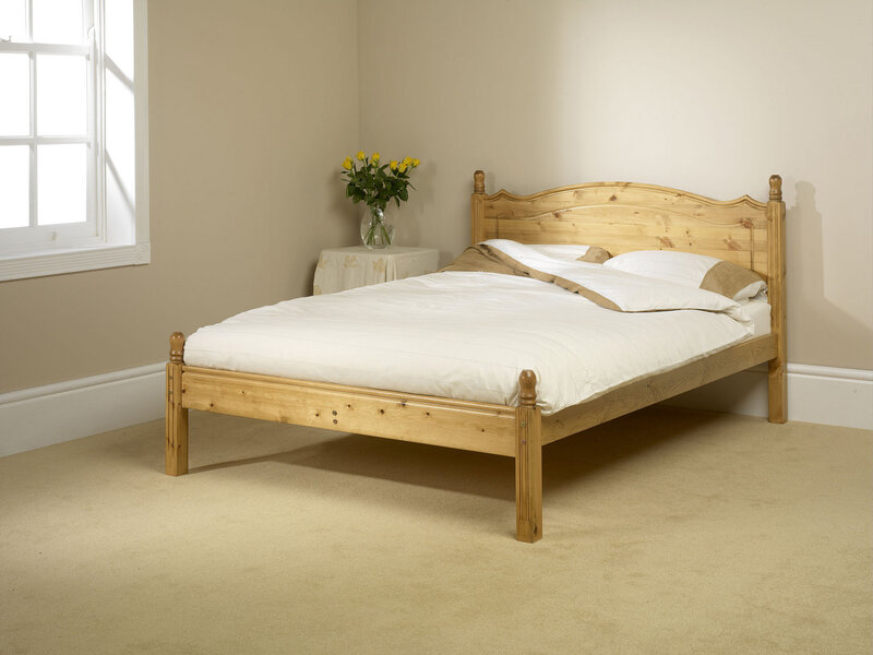 pine bed in bedroom
