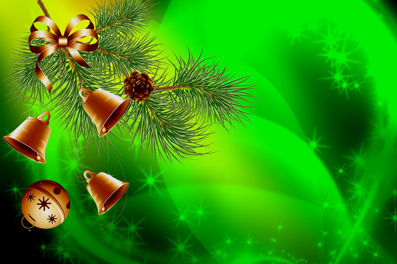 Pine Branch with Ornaments — Green, Festive