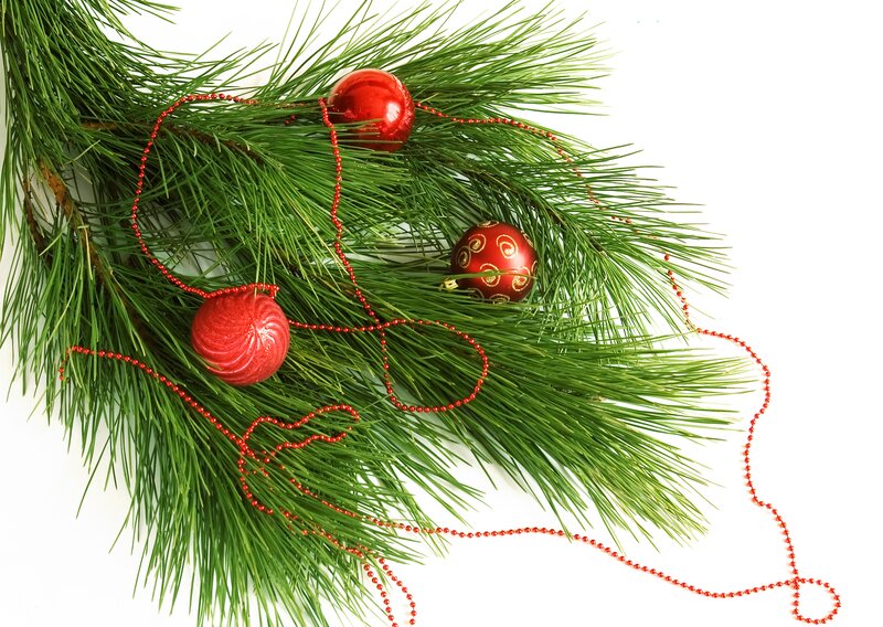 Pine Branch with Ornaments — Green