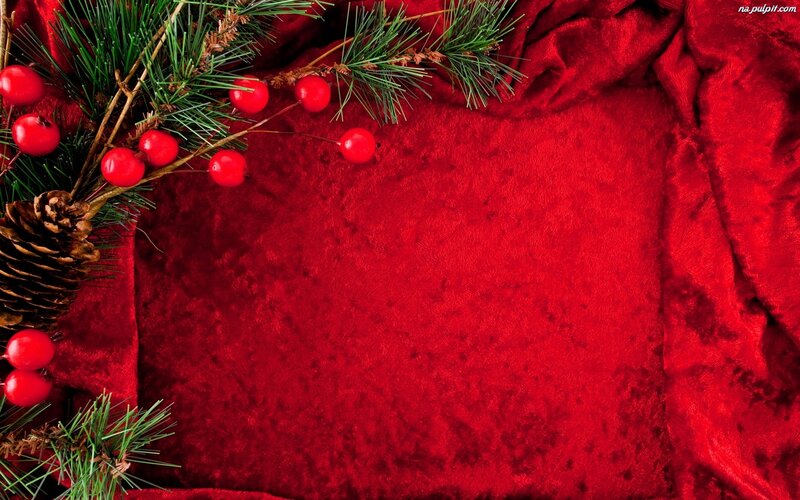 Pine Branches with Berries — Red