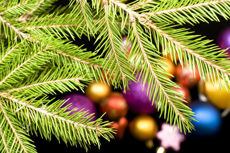 Pine Branches with Ornaments — Green