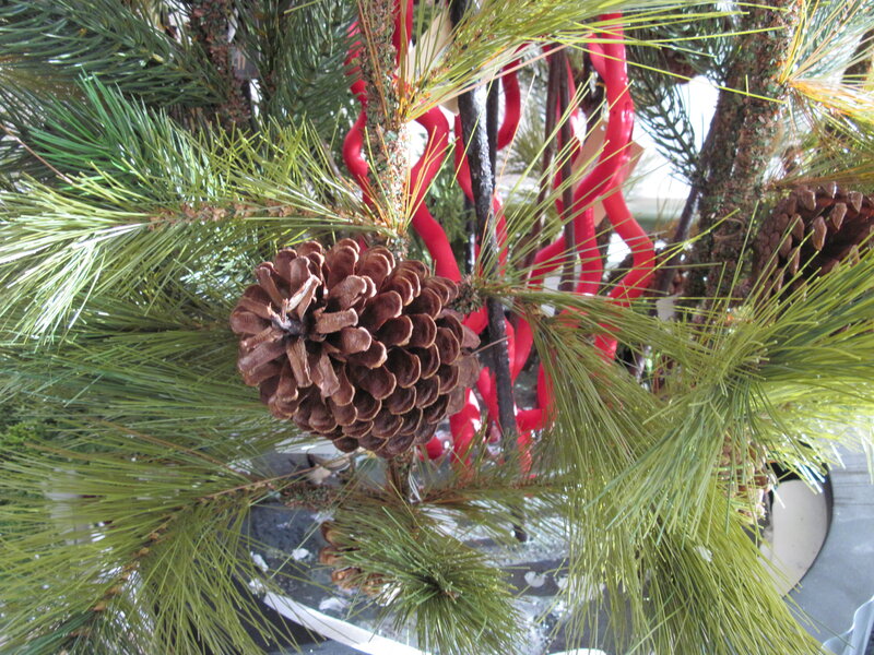 Pine Cone on Branch — Green, Natural