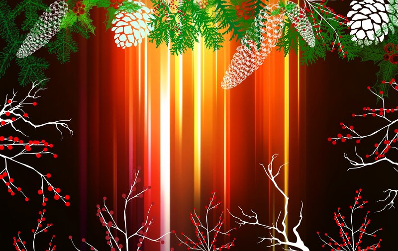 Pine Cones and Berries — Red