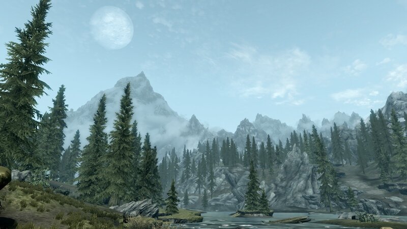 Pine Forest and Mountain — Green, Serene, Night