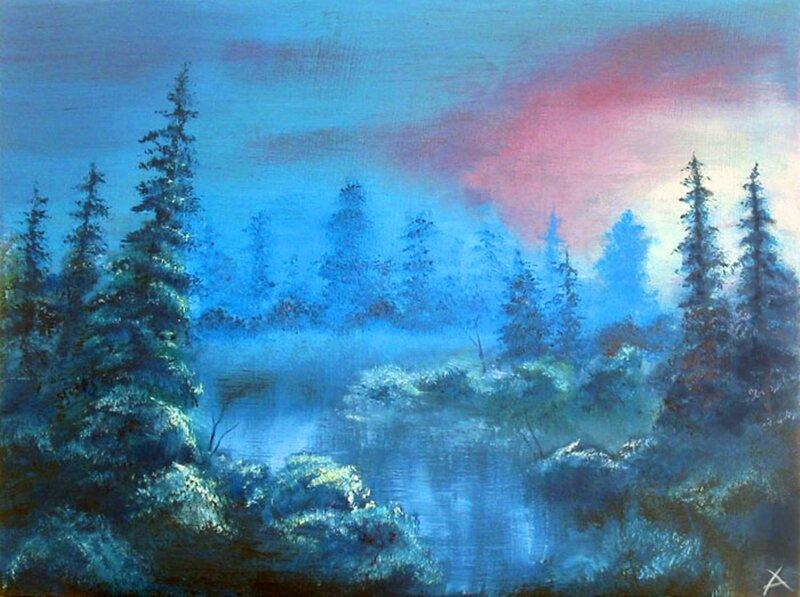 Pine Forest at Dusk — Blue