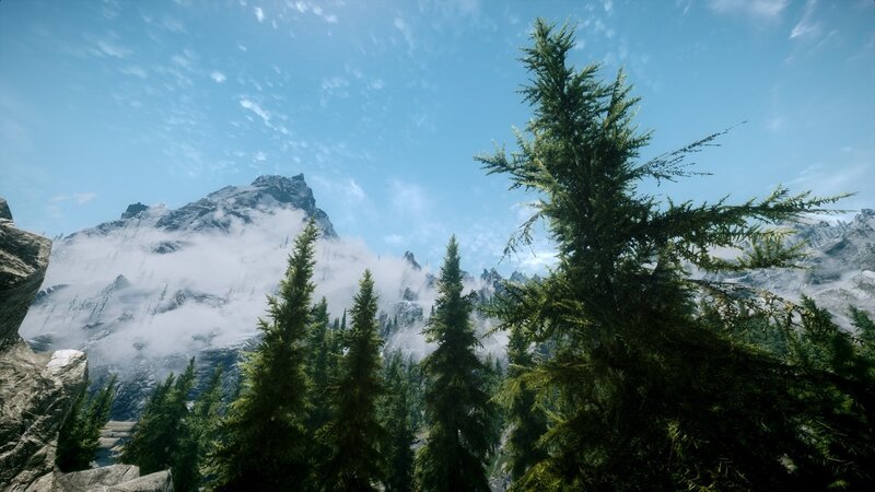 Pine Trees and Mountain — Green, Serene, Afternoon, 3d Render