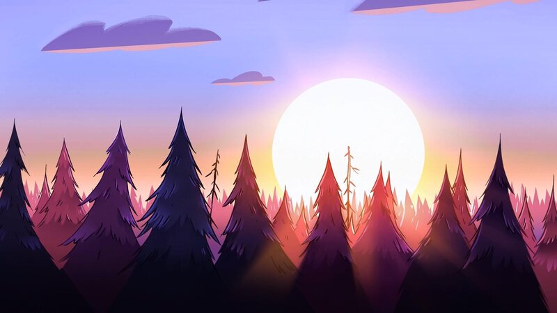 Pine Trees at Sunset — Purple