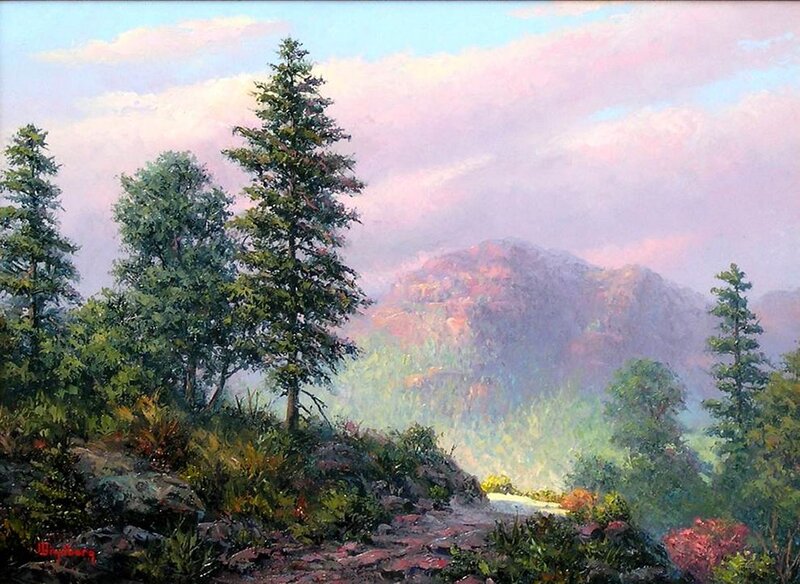 Pine Trees on Hillside — Green