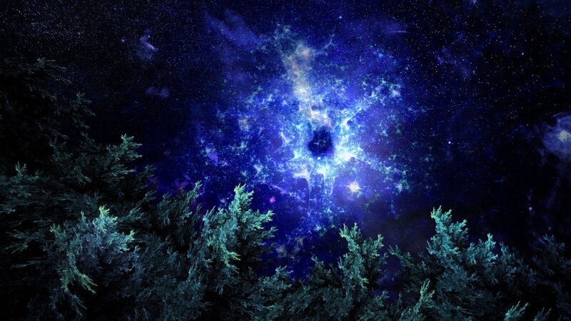 Pine Trees under Galaxy