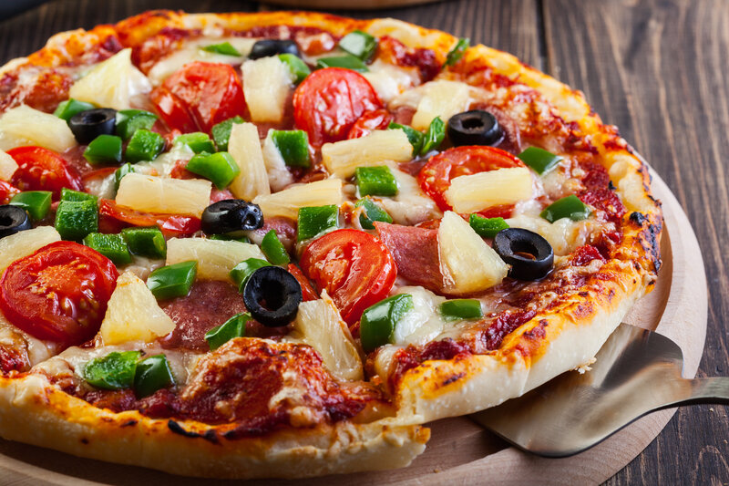 Pineapple and Pepperoni Pizza — Red