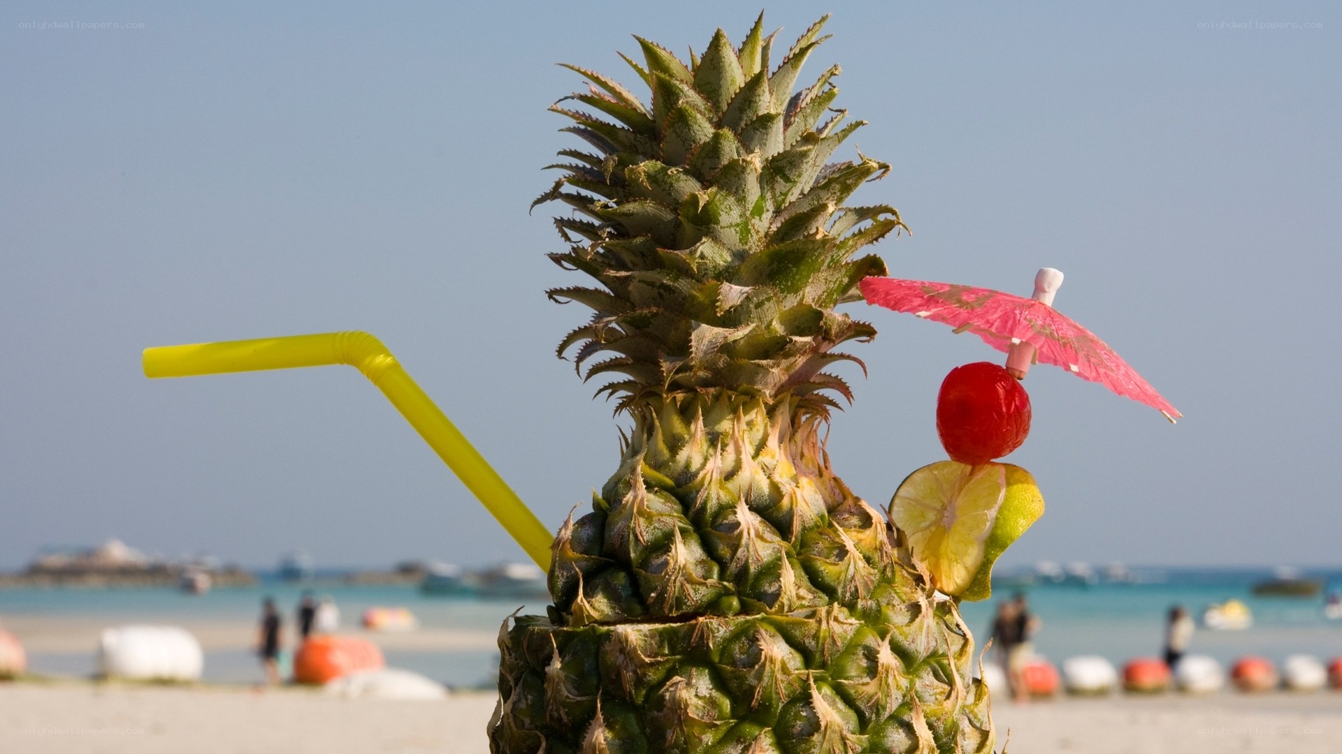 Pineapple drink on beach