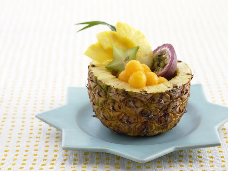 Pineapple Fruit Bowl — Yellow, Fresh, Photograph