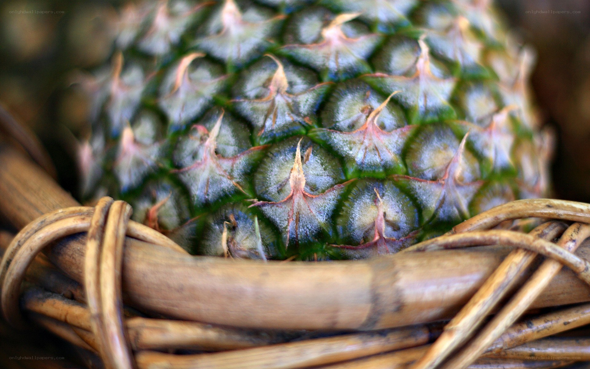 Pineapple in a woven basket