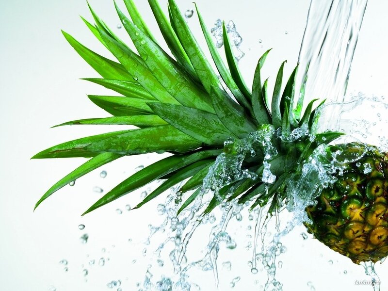 pineapple under water stream