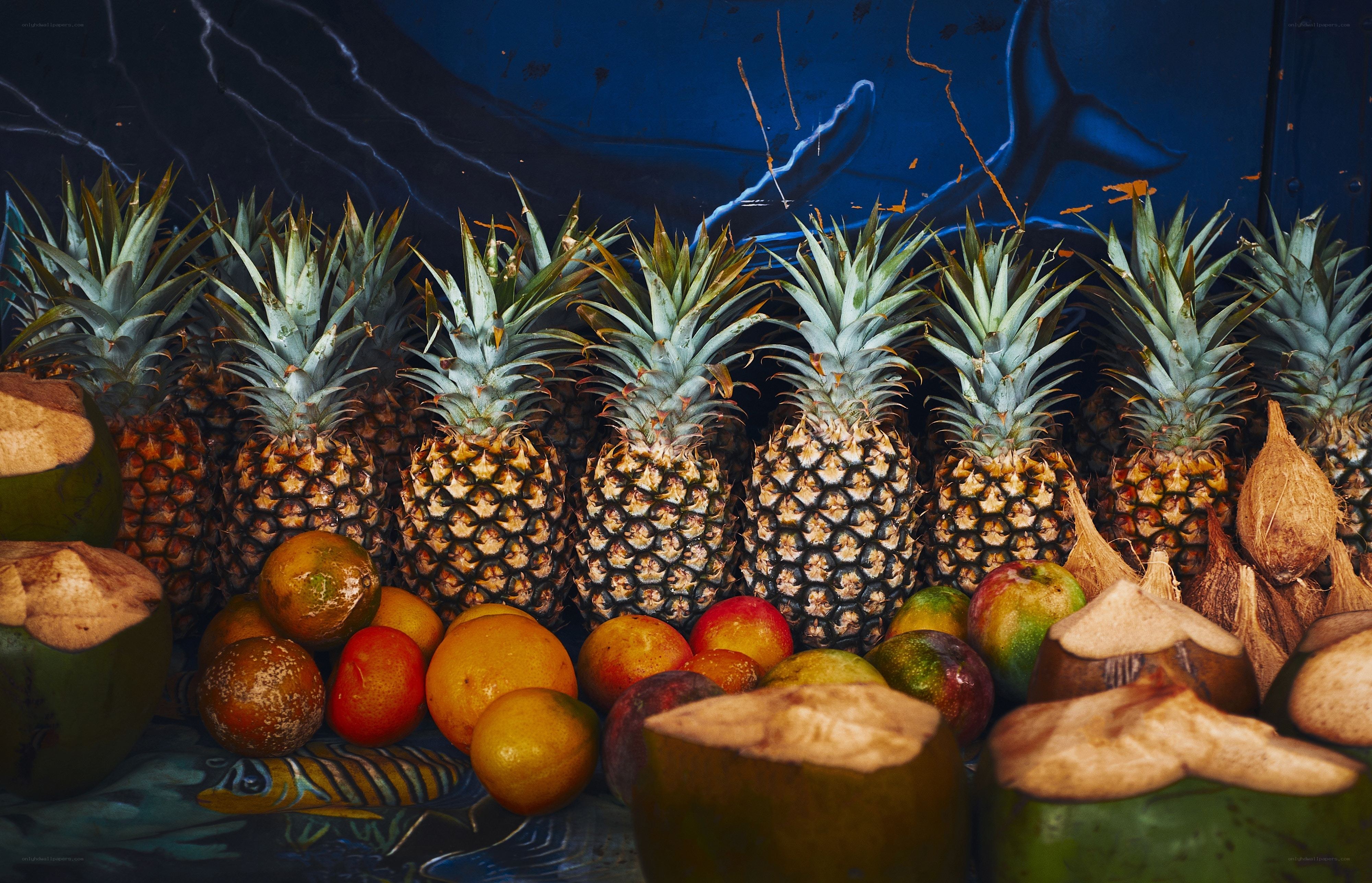 Pineapples and tropical fruits