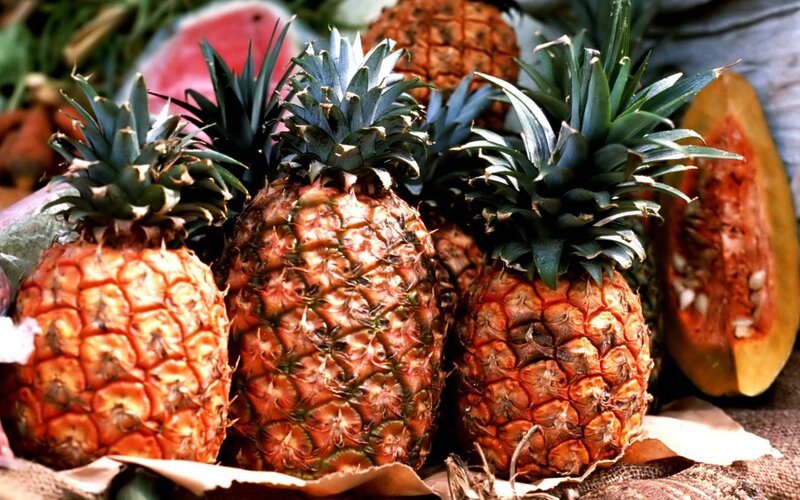 Pineapples at a fruit market