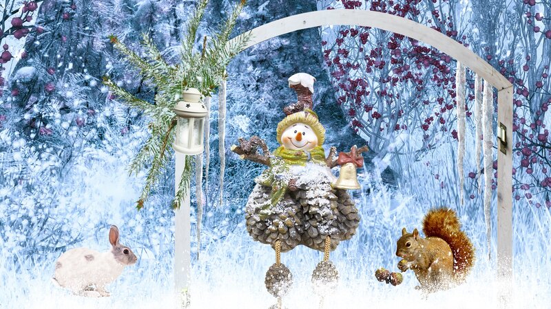 Pinecone Snowman Figure