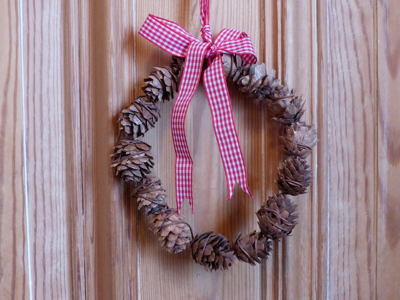 Pinecone Wreath with Ribbon