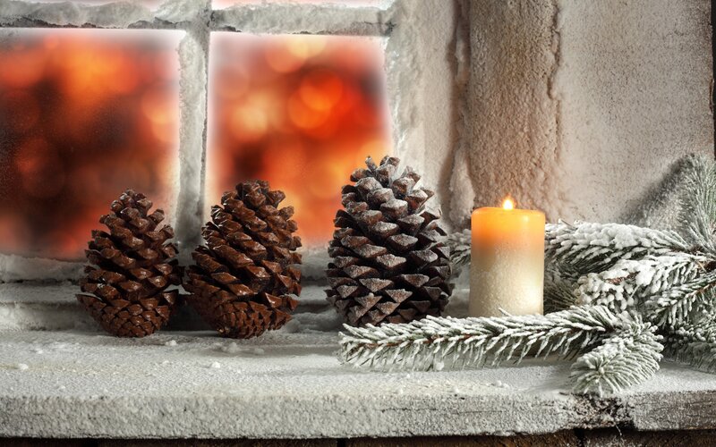 Pinecones and Candle — Brown, Cozy
