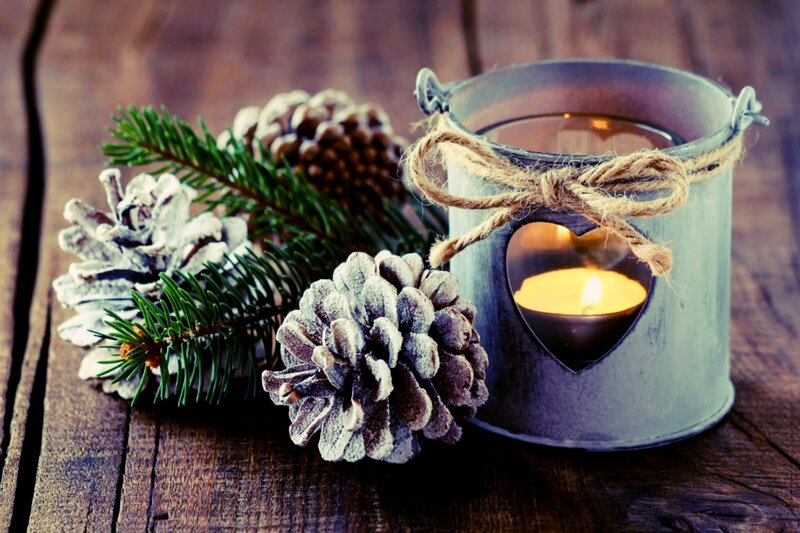 Pinecones and Candle — Brown
